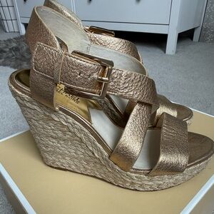 Michael Kors Metallic Gold Wedge Sandals